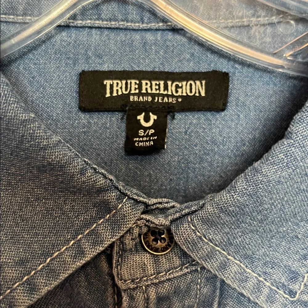 True Religion Chambray Logo Denim Shirt